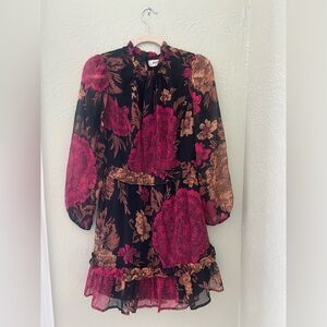 Anthropologie Puff-Sleeved Floral Mini Dress Size Medium